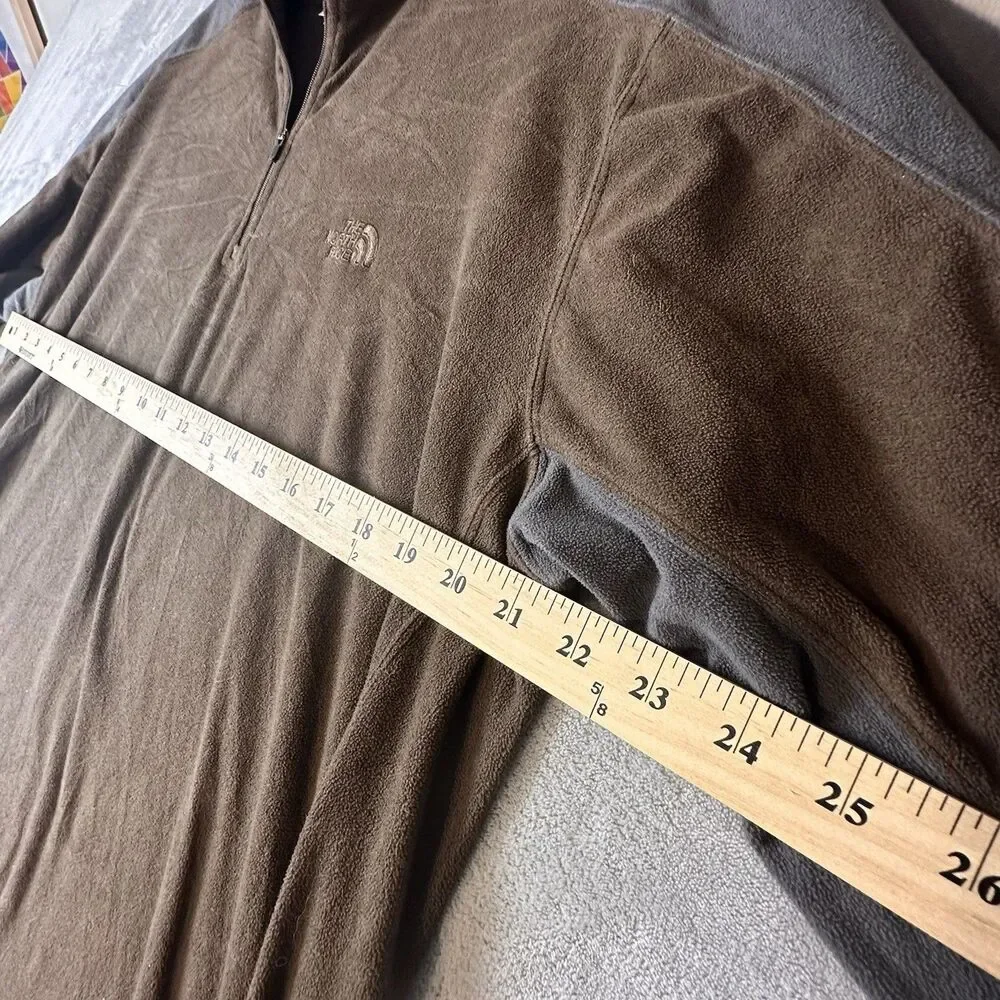 The North Face Men's XL Brown/Gray Colorblock 1/4 Zip Mock Neck Fleece Logo